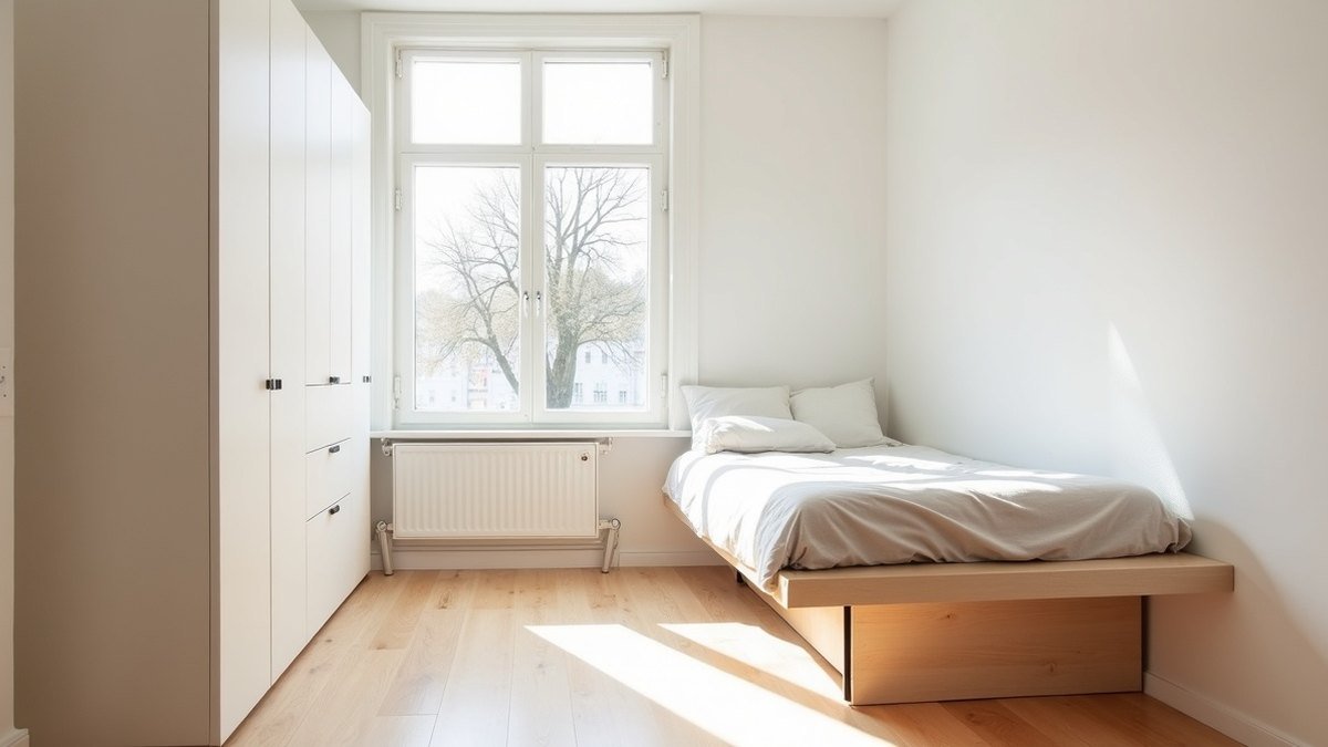 Studio de 20 m2 lumineux et optimisé avec lit estrade, canapé convertible et murs clairs