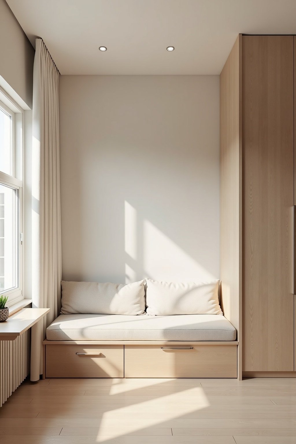 Studio de 20 m2 optimisé en format vertical avec lit estrade et rangements en hauteur